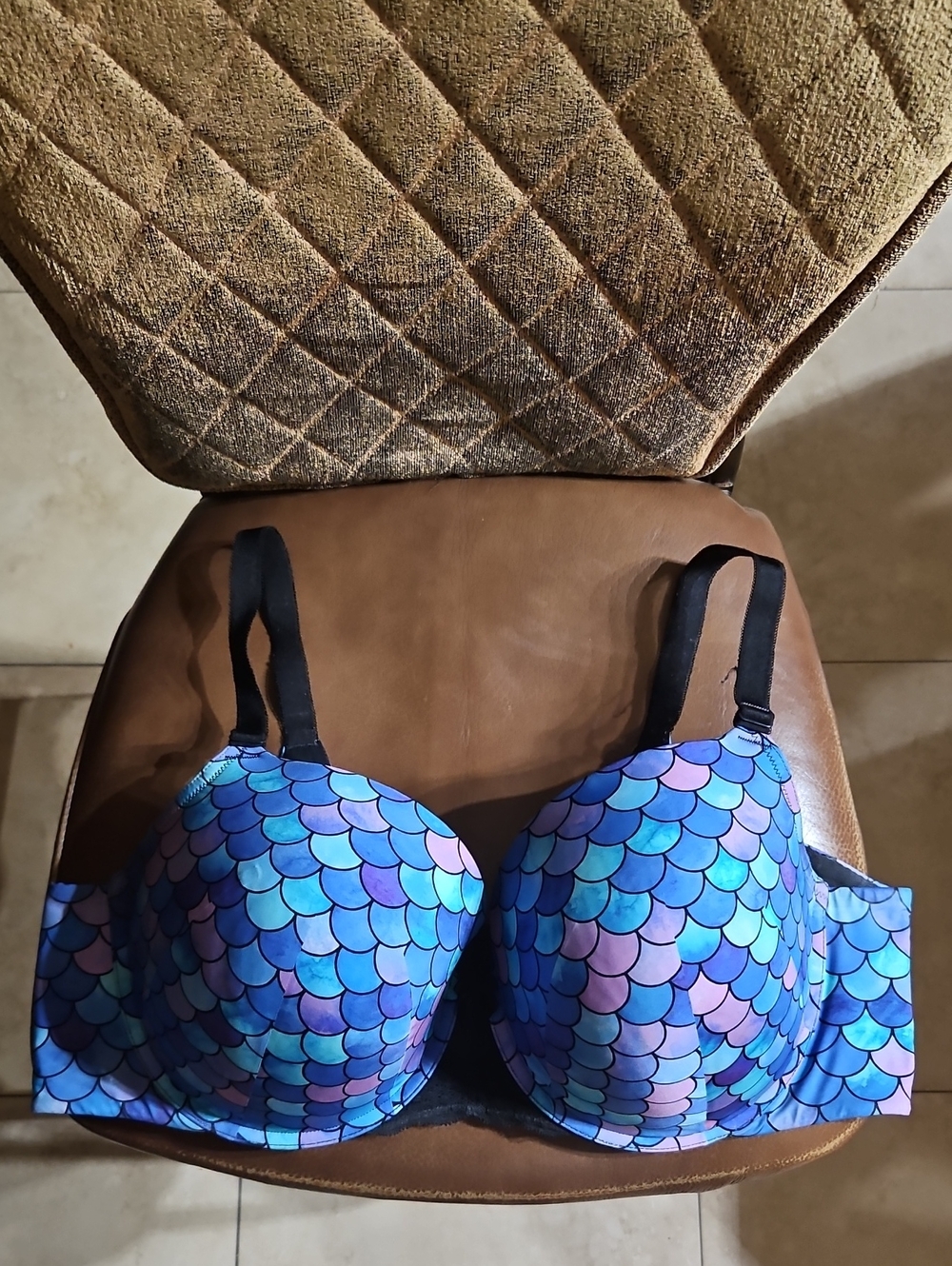 Torrid Perfect T-Shirt Push Up Underwire Blue Mermaid Scales Bra Lined Padded